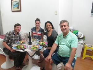 A celebratory salad with Elza and Clodoaldo, who didn't blink an eye at our three-nights-extra stay. Thank you!